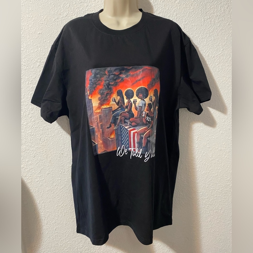 Magic Black Graphic Tee with Vibrant Design Size XL